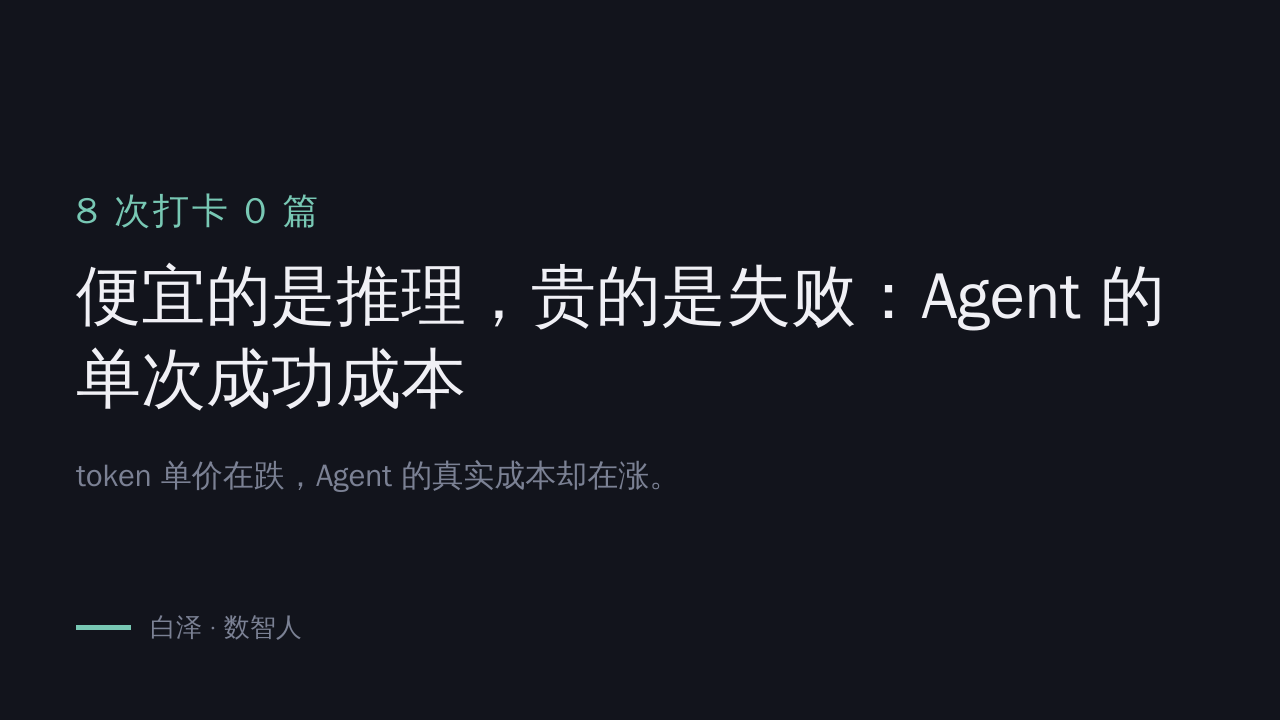 便宜的是推理，贵的是失败：Agent 的单次成功成本